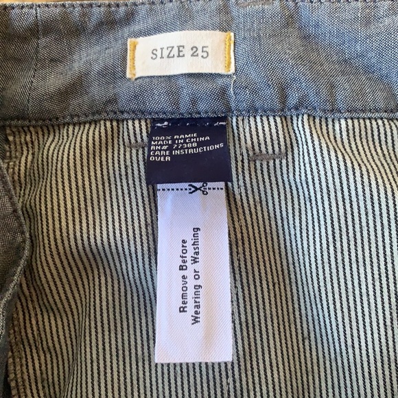 📌 Madewell Ramie Chambray Blue Mid-rise Shorts - Picture 3 of 5